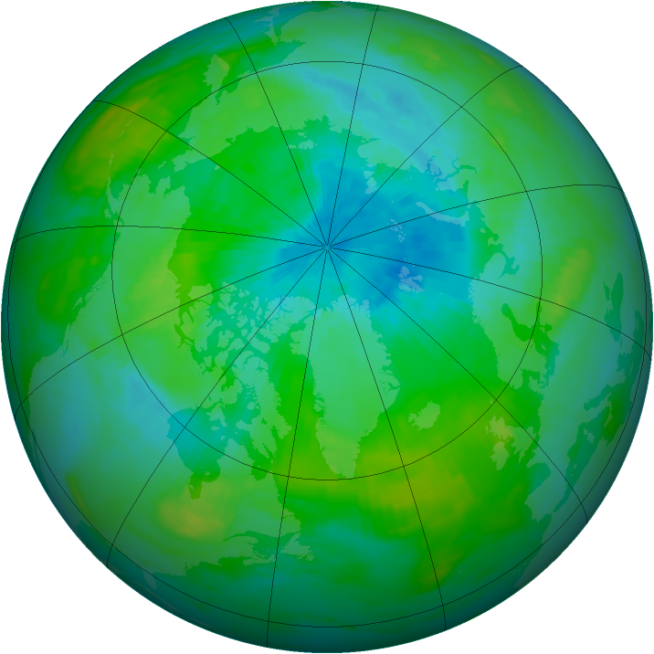 Arctic ozone map for 19 August 1992